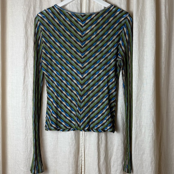 MISSONI Knit Top Vintage Multicolor Chevron Long Sleeve, Size S - Picture 3 of 6